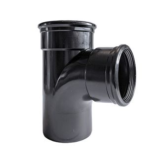 Black 90 Deg. Double Socket Soil Junction 110mm