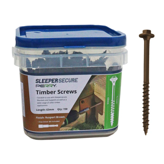 Brown 63mm No.4729 SleeperSecure Sleeper Screws - Hex Head - Tub of 150