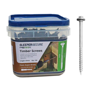 Silver 63mm No.4729 SleeperSecure Sleeper Screws - Hex Head - Tub of 150