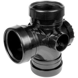 Black Triple Socket Soil Access Junction 110mm