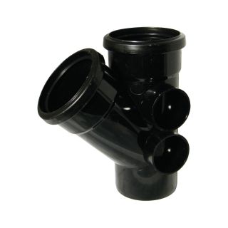 Black 45 Deg. Double Socket Soil Junction 110mm