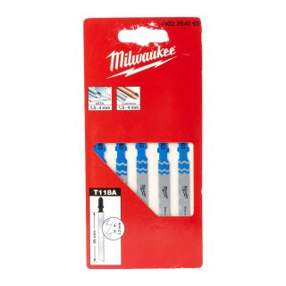 Milwaukee T118A 55mm x 1.2mm Traditional Jigsaw Blades 5pc