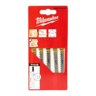 Milwaukee T101D 75mm x 4mm Clean & Splinter Free Jigsaw Blades 5pc