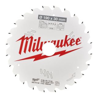 Milwaukee 190mm x 30mm x 24T Circular Saw Blade with Anti-Friction Coating