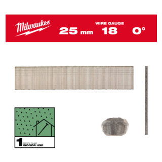 Milwaukee 25mm 18 Gauge Galvanised Brad Nails