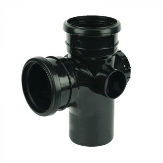 Black 90 Deg. Double Socket Soil Access Branch 110mm